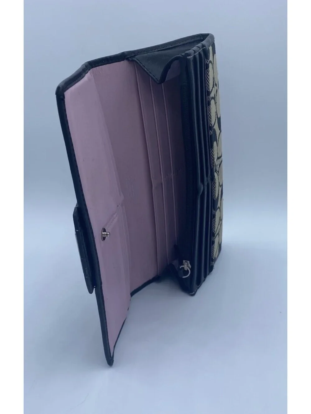 Coach Wallet Signature Canvas/ Leather Details, Light Lavender Inside